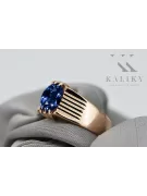 Сапфир Оригинално ретро 14k розово злато Пръстен Винтидж крафт vrc007r